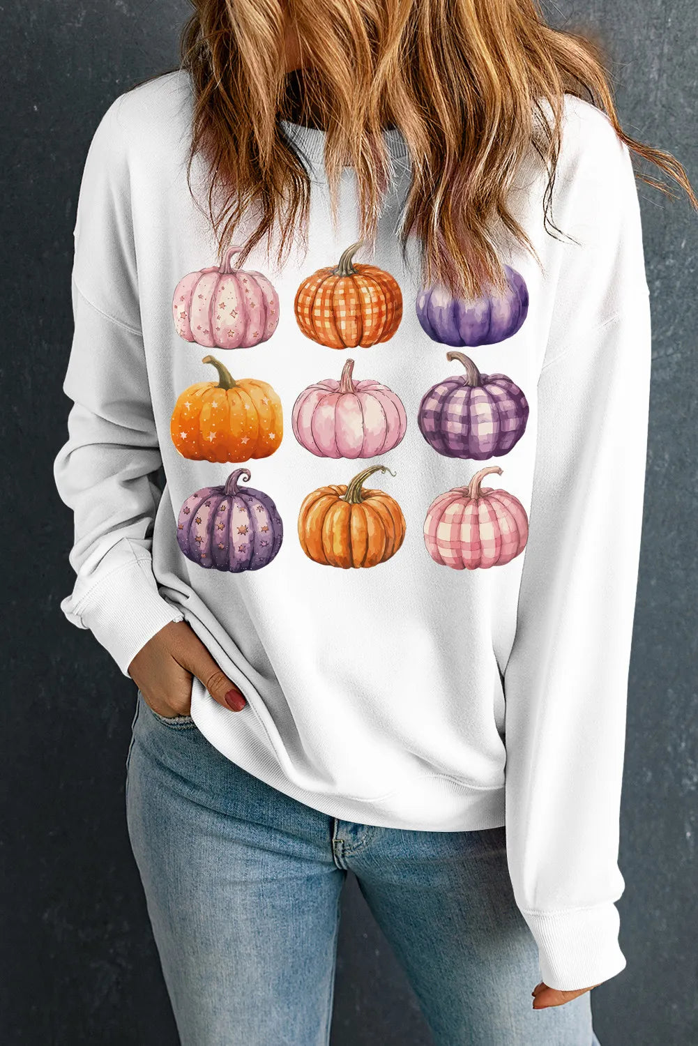 Pumpkin Graphic Long Sleeve Sweatshirt