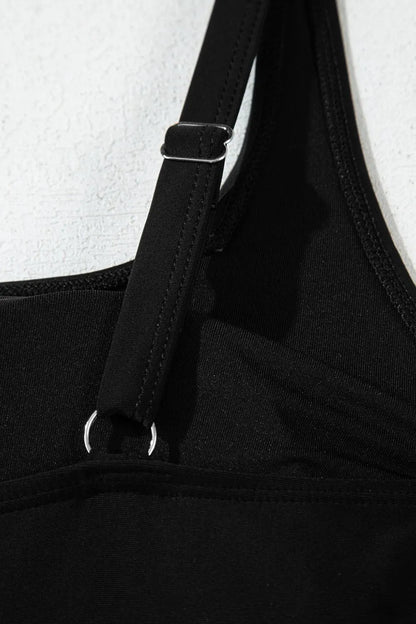 Side Tied Waist A-line One-Piece Swim Dress -