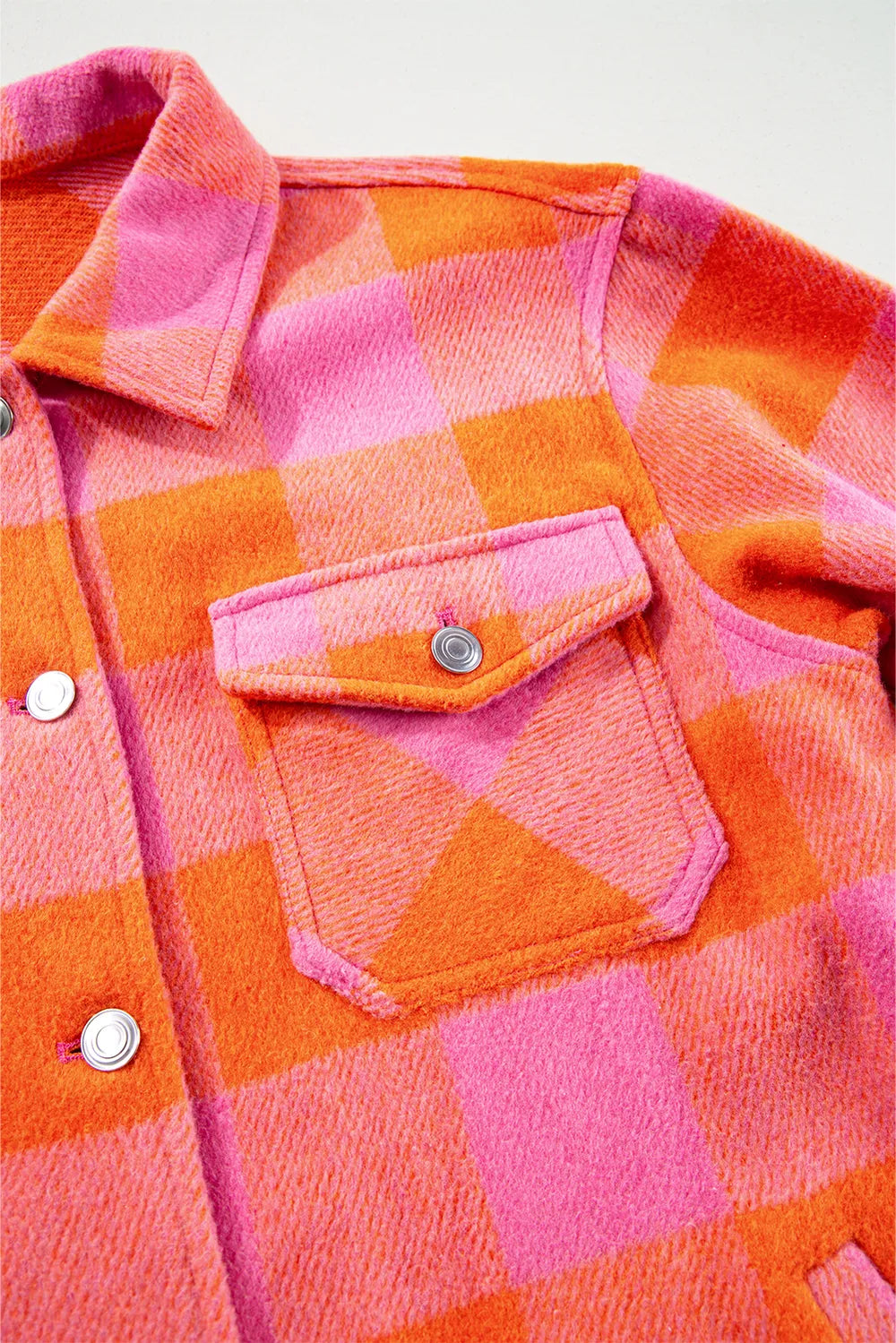 Plaid Collared Neck Button Up Jacket -