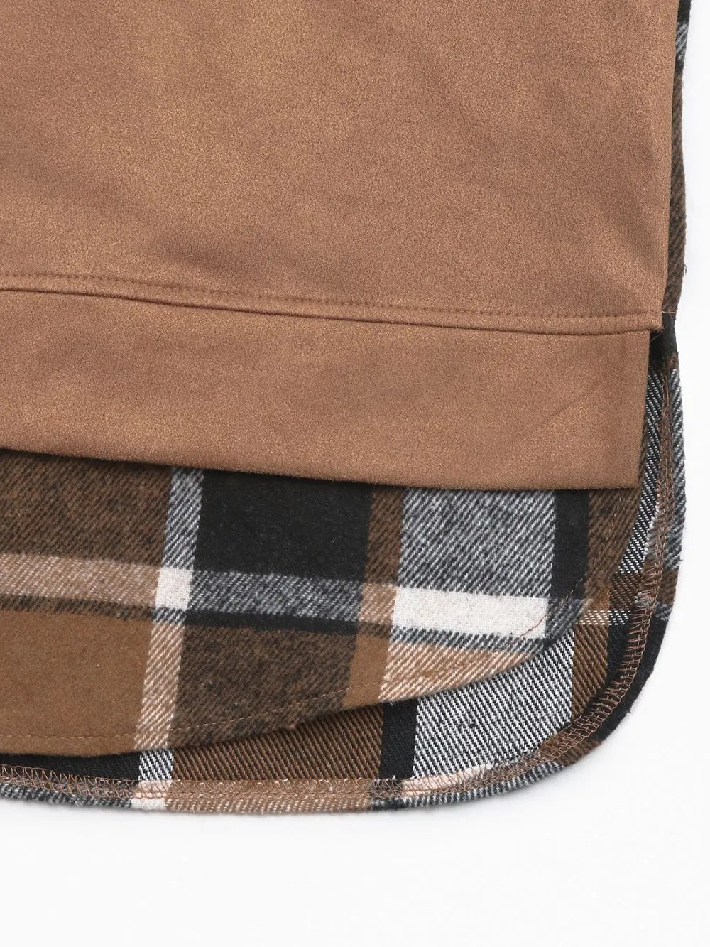 Drawstring Plaid Long Sleeve Hoodie -