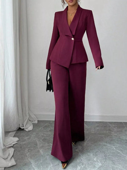 One Button Blazer and Pants Set -