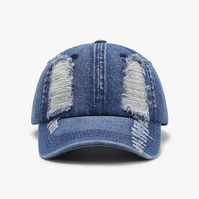 Distressed Cotton Baseball Cap - Medium One Size
