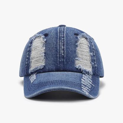 Distressed Cotton Baseball Cap - Medium One Size