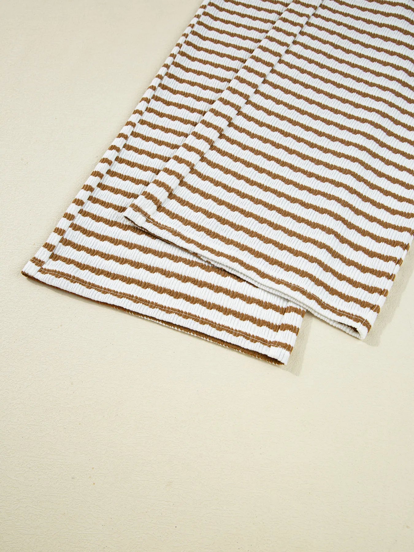 Stripe Collared Top and Drawstring Pant Set -