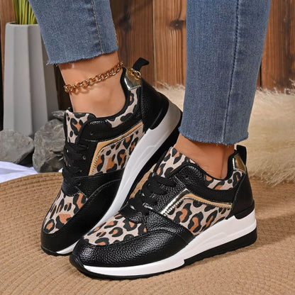 Leopard Lace Up Sneakers -
