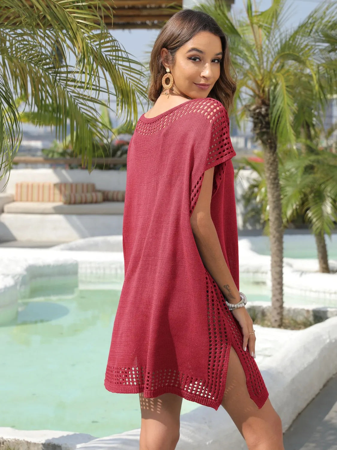 Crochet Trim Beach Cover-Up Dress -
