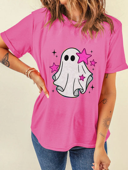 Ghost Graphic Round Neck T-Shirt -