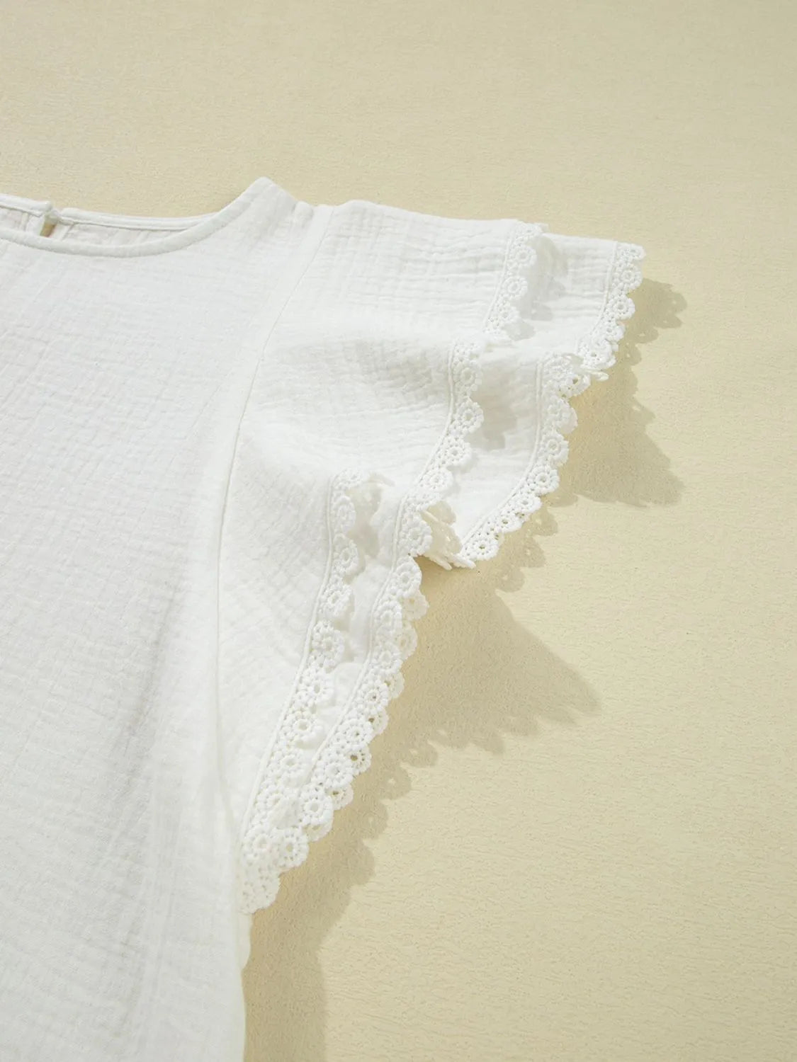 Crinkled Layered Ruffled Flutter Sleeve Blouse -