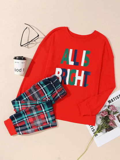 ALL IS BRIGHT Graphic Plaid Pajamas Set -