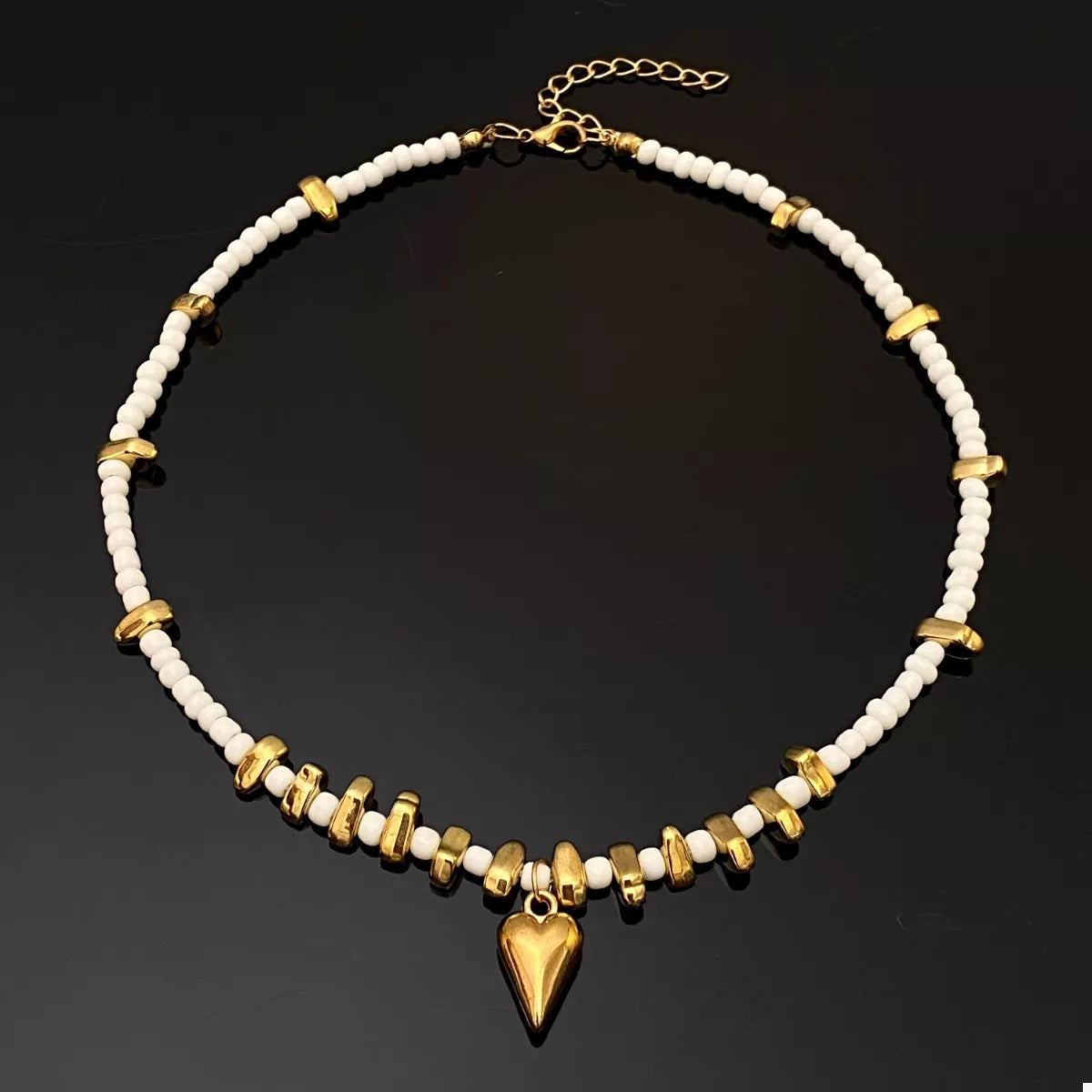 Pearl & Heart Pendant Necklace -
