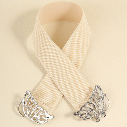 Butterfly Alloy Buckle Elastic Belt -