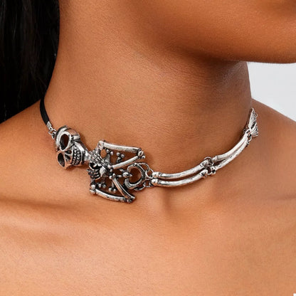 Skull Necklace and Bracelet Jewelry Set -