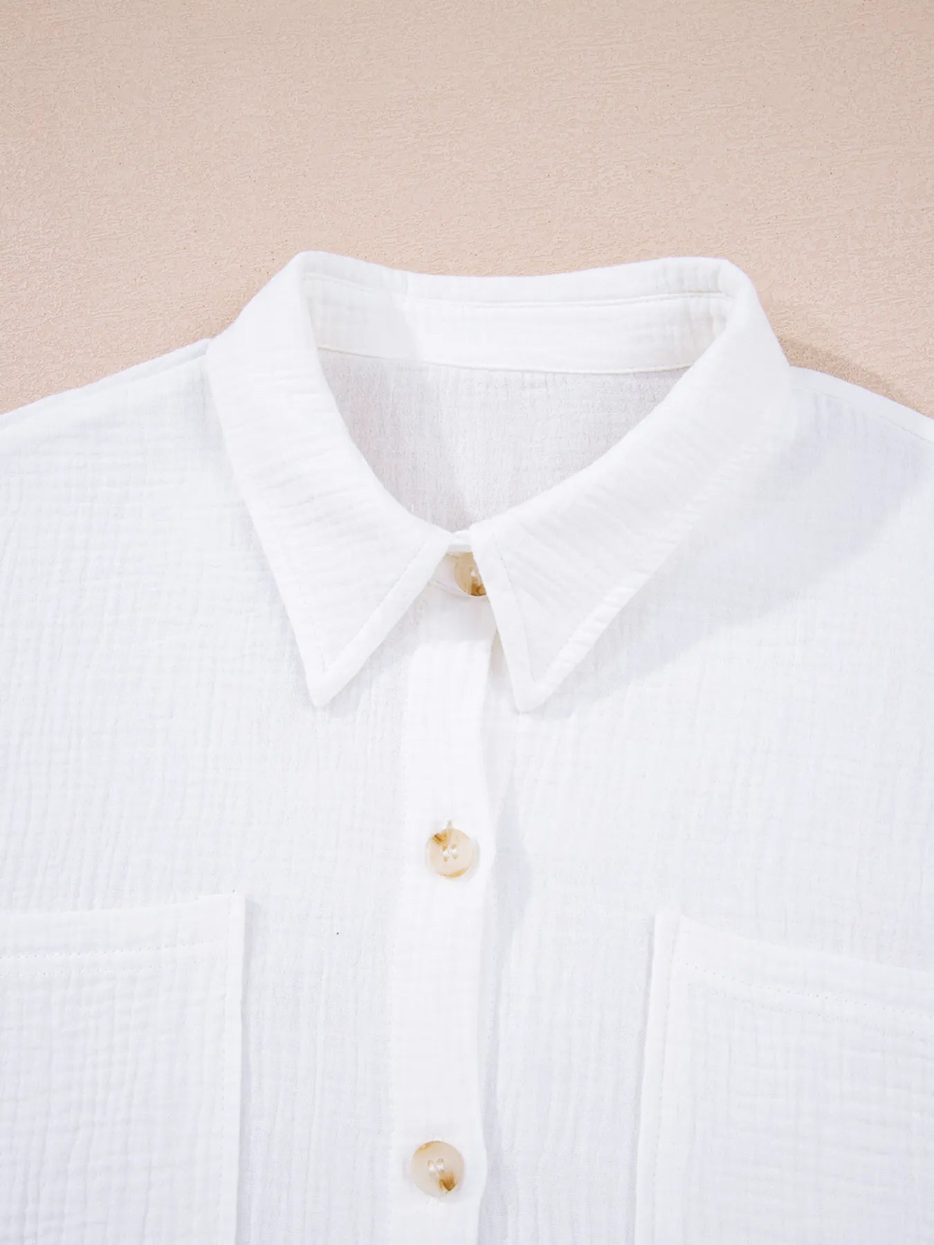 Lace Sleeve Button Down Shirt -