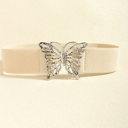 Butterfly Alloy Buckle Elastic Belt -