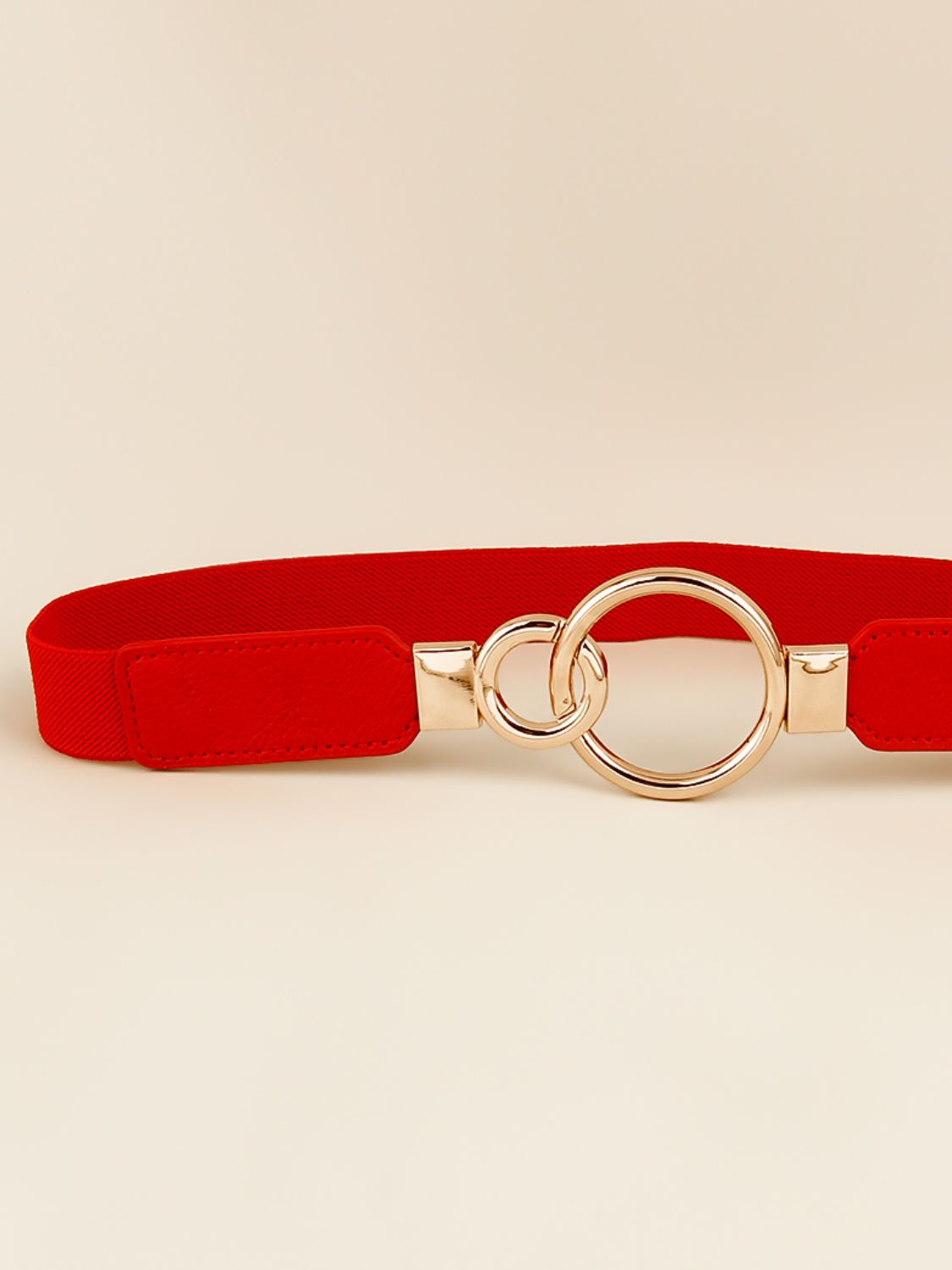 Double Ring Buckle Elastic PU Belt -