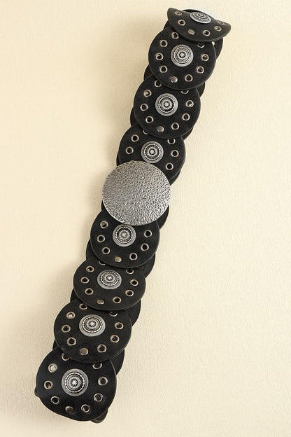 Round Shape PU Leather Belt -