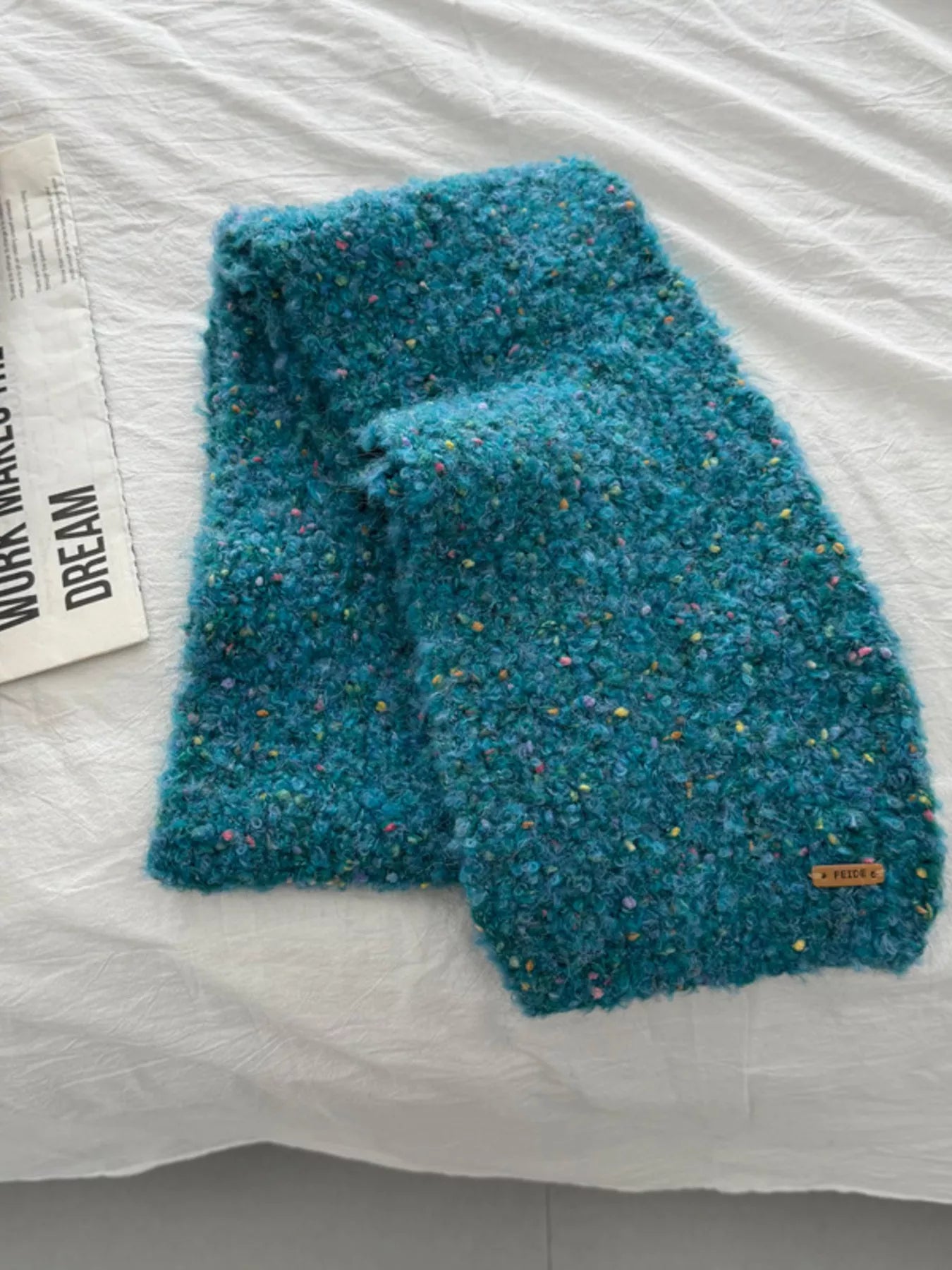 Cozy Knitted Multicolor Speckled Scarf - Cerulean One Size