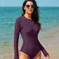 Round Neck Long Sleeve One-Piece Swimwear | AdoreStarr