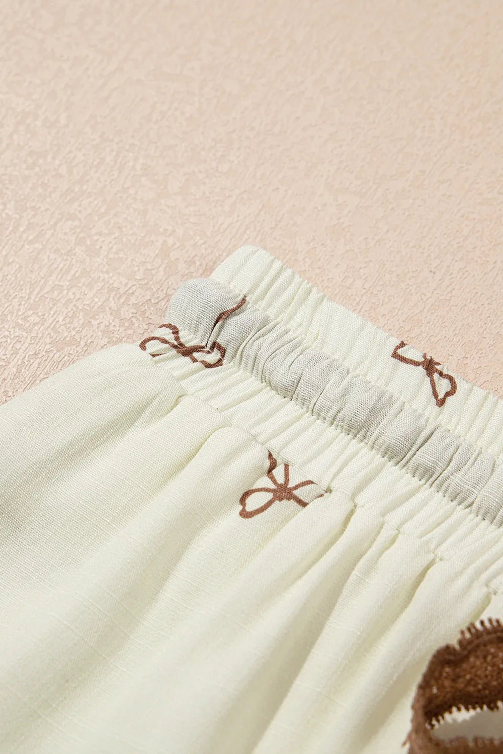Bow Print Lace Drawstring Casual Shorts -