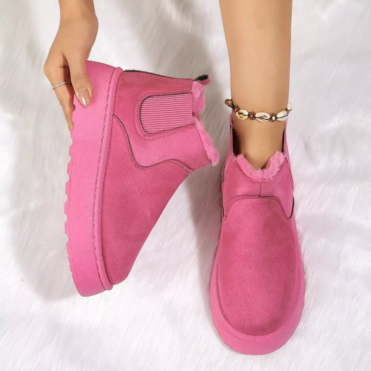 Round Toe Platform Ankle Boots -