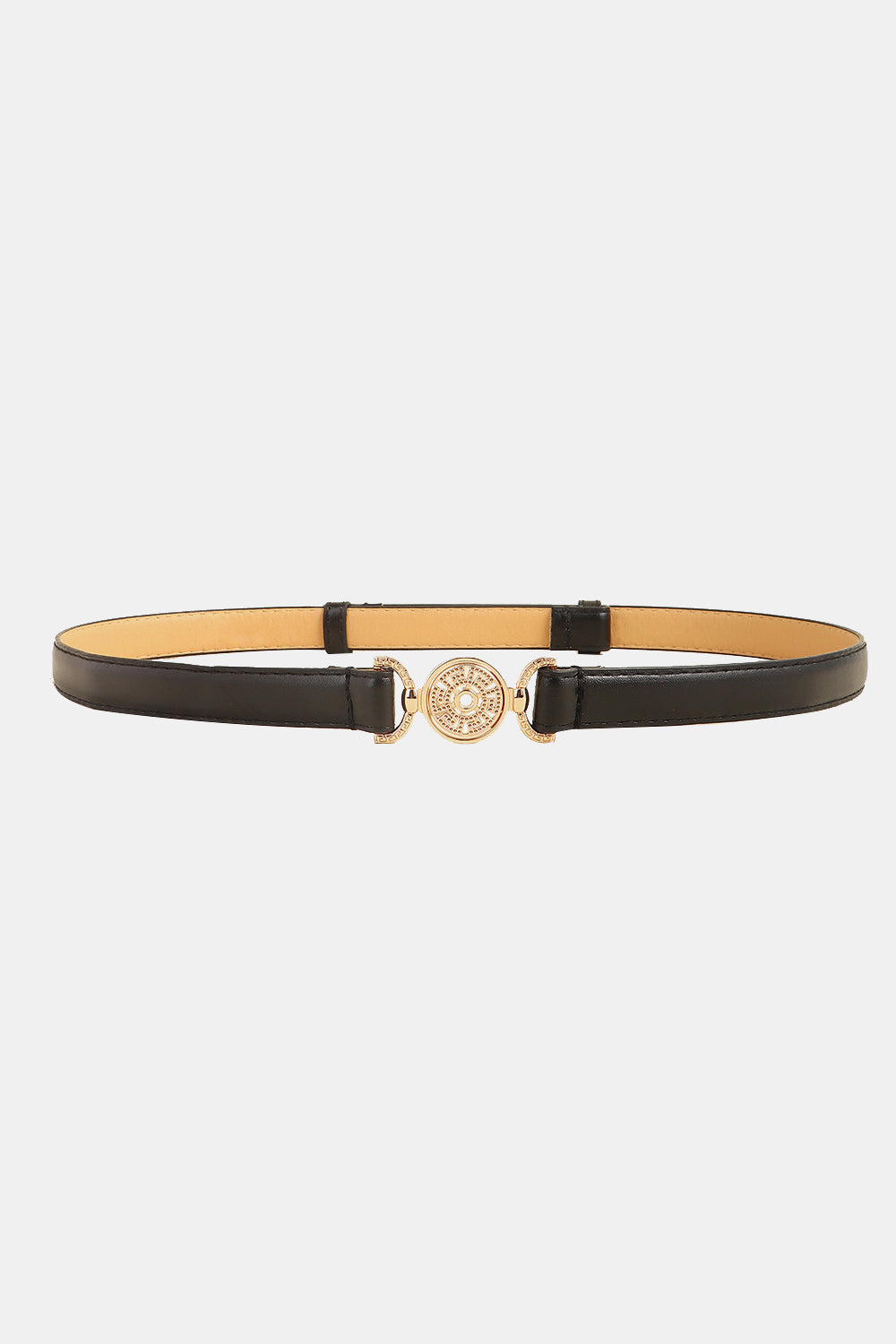 Rhinestone Decor PU Leather Belt - Black One Size