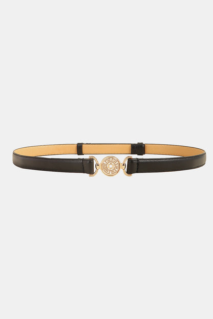 Rhinestone Decor PU Leather Belt - Black One Size