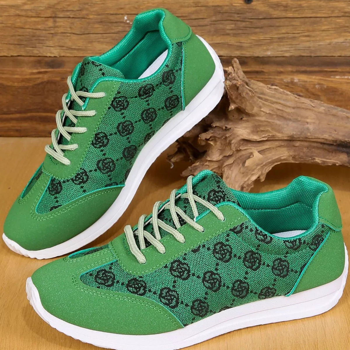 Floral Patterned Lace Up Sneakers -