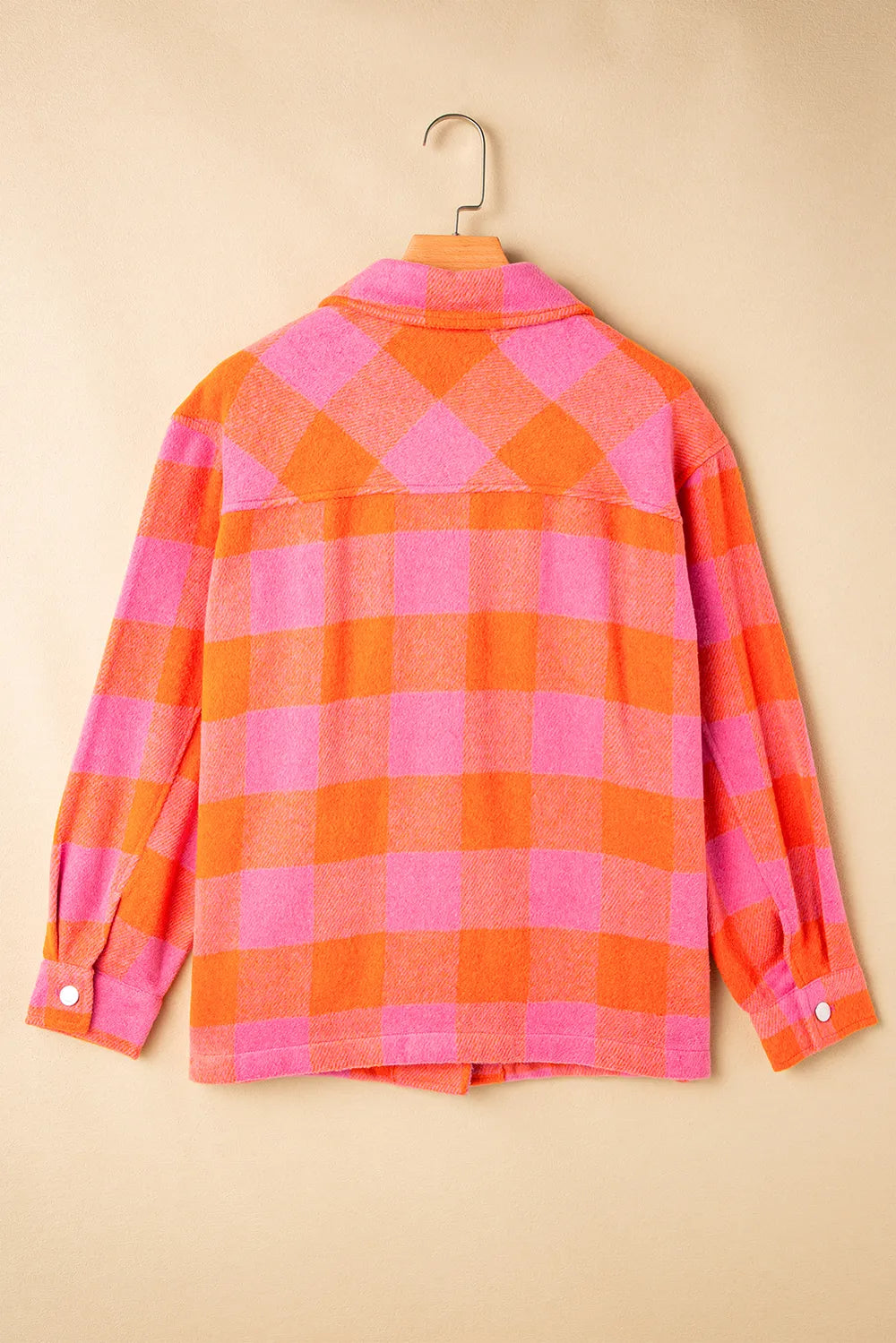 Plaid Collared Neck Button Up Jacket -