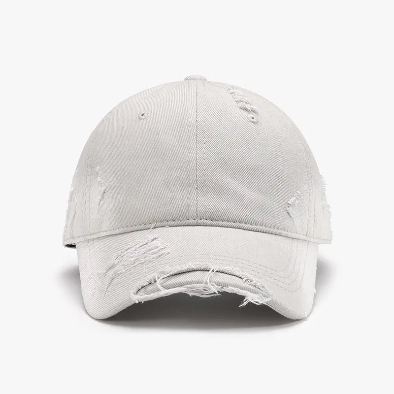 Distressed Adjustable Cotton Hat - Light Gray One Size