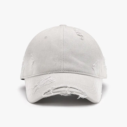 Distressed Adjustable Cotton Hat - Light Gray One Size