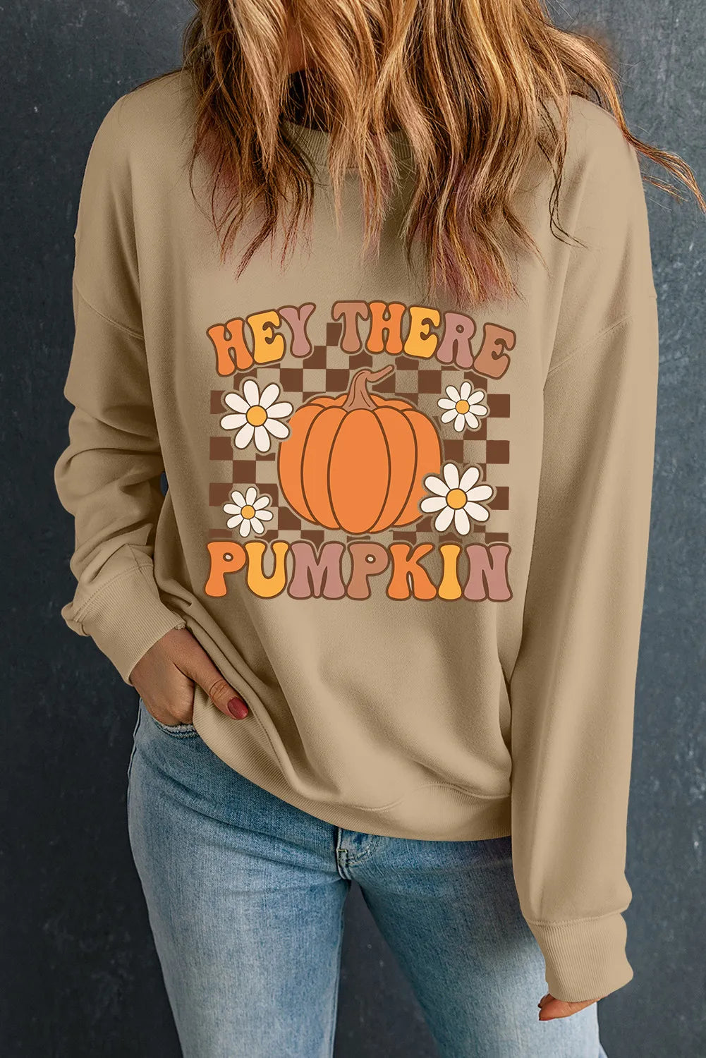 Pumpkin Graphic Long Sleeve Sweatshirt -