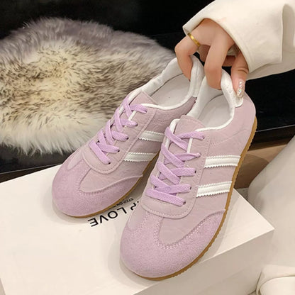 Striped Lace Up Casual Sneakers -