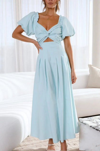 Sweetheart Neck Puff Sleeve Dress -