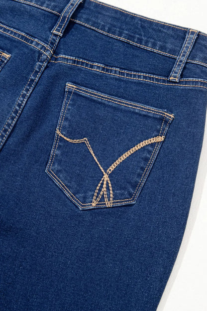 Center Seam Deep Wash Straight Jeans -