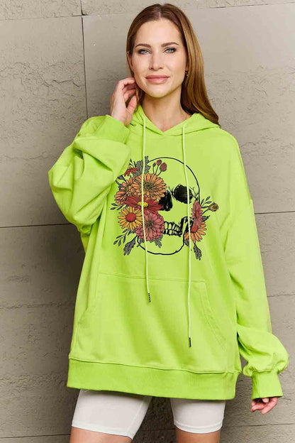 Floral Skull Graphic Hoodie