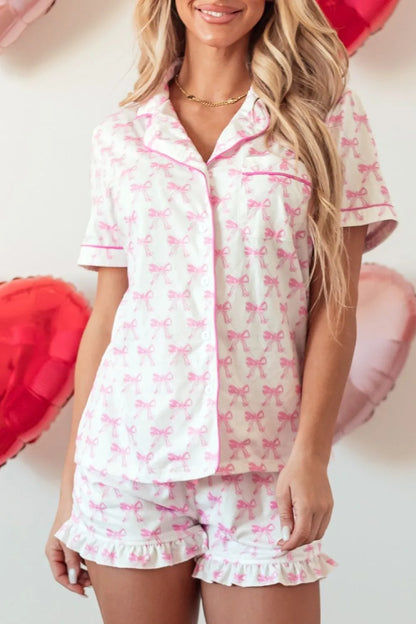 Bow Shirt and Shorts Lounge Set -