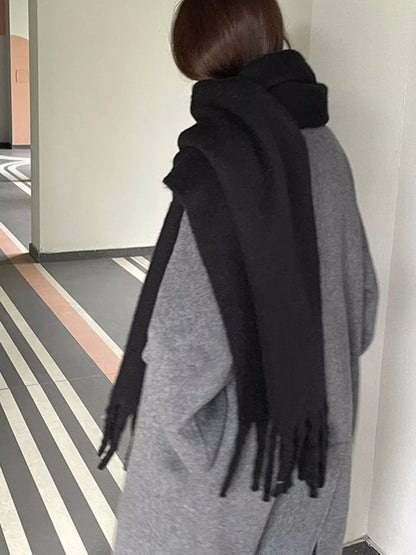 Solid Color Fringe Scarf -