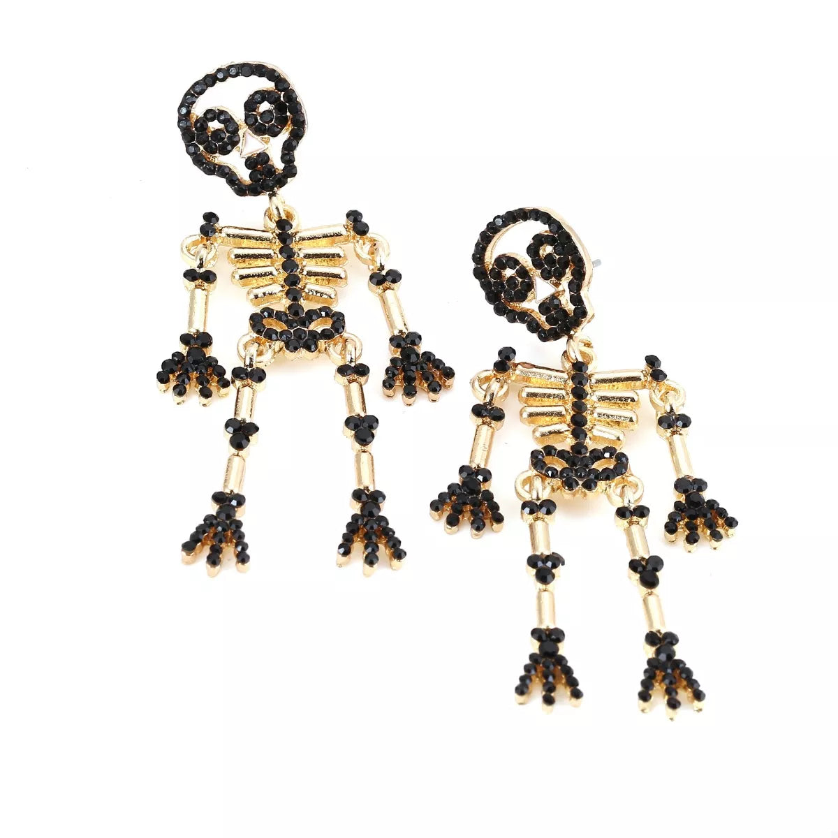 Halloween Skeleton Statement Earrings - Black One Size