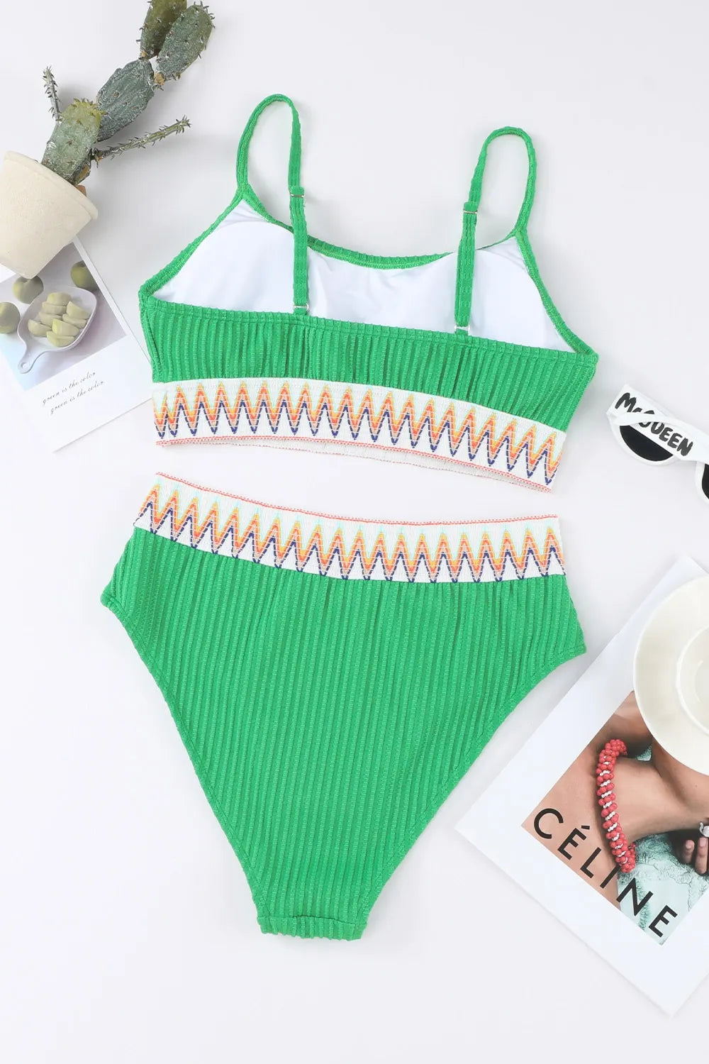 Textured Bikini High Waist Swimsuit Set -
