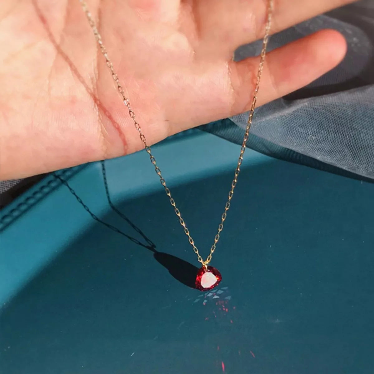 Sterling Silver Zircon Heart Necklace -