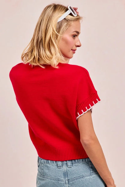 Gameday Sequin Football Embroidered Stitch Sweater -