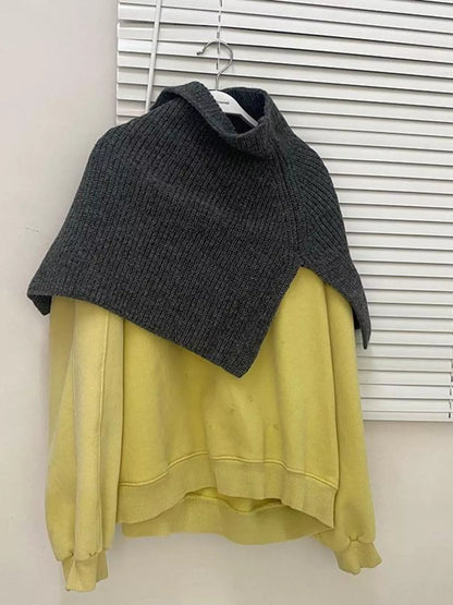 Chunky Knit Slit Scarf - Grey One Size