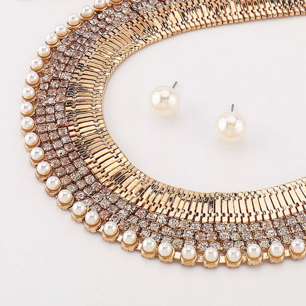 Pearl Earrings and Necklace Jewelry Set -