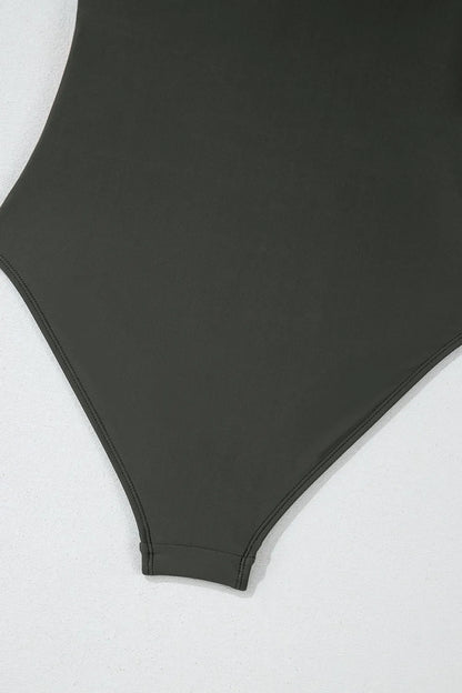 Color Block Padded Square Neck One Piece Swimsuit -