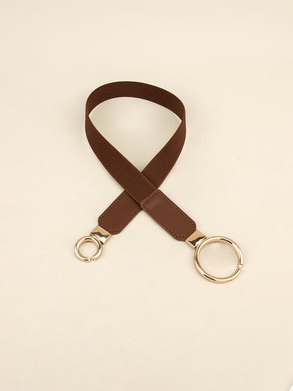 Double Ring Buckle Elastic PU Belt -