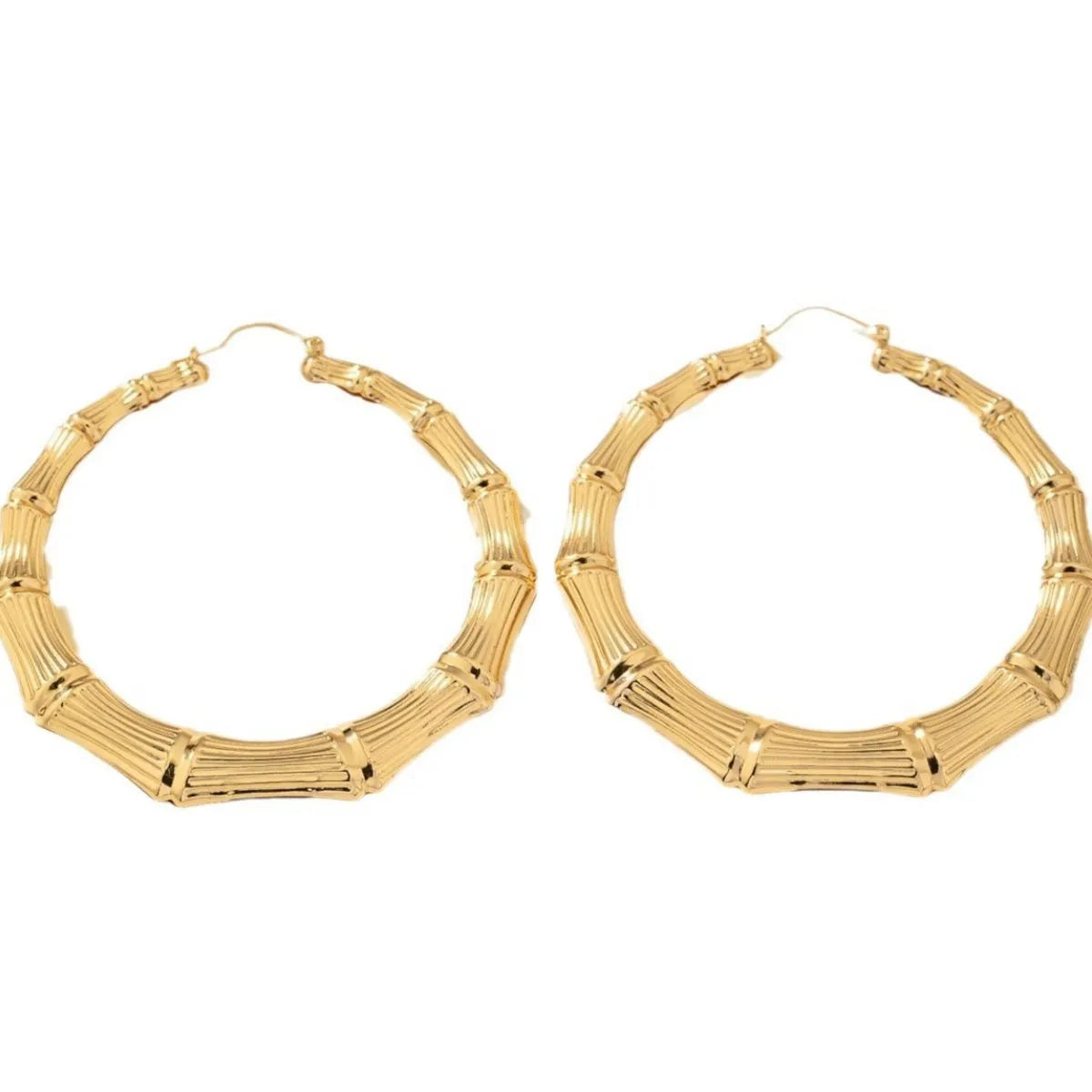 Stainless Steel Textured Hoop Earrings -