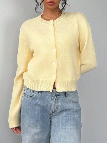 Button-Up Long Sleeve Knit Cardigan -