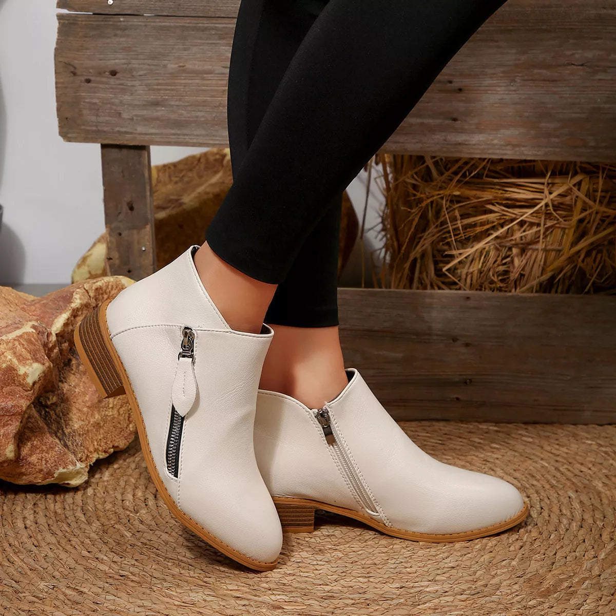 Block Heels Ankle Boots -