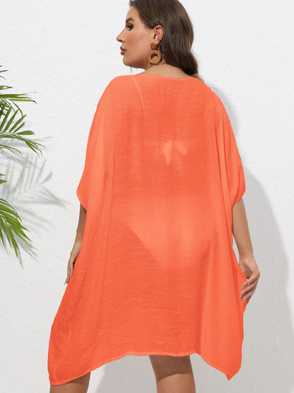 Crochet Trim V-Neck Beach Cover-Up Dress -