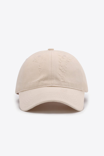 Distressed Adjustable Baseball Cap - Cream One Size